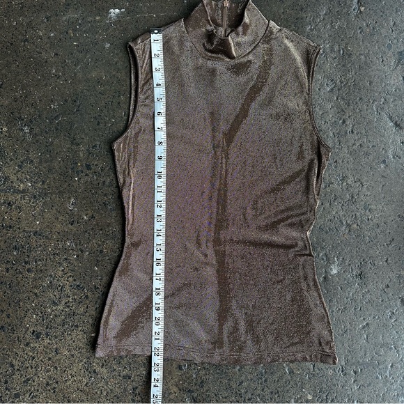Kenzo Mock Neck Copper Metallic Short Sleeve Top Size 38 - Picture 2 of 9